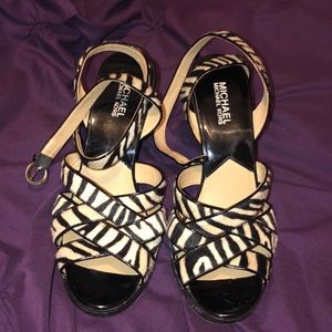 Michael Kors Zebra Calf Hair Sandal Heels